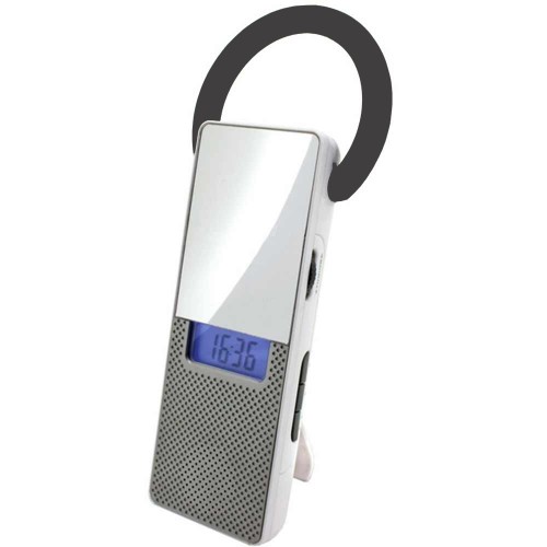 Radio Bagno Portatile Fm\am Con Orologio, Sveglia E Specchio Resistente Alle Gocce D'acqua Mod.br70